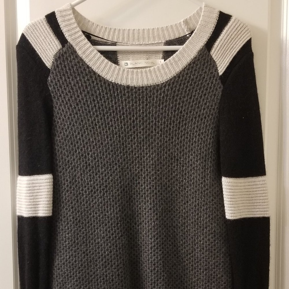 Blanc Noir Cashmere Wool Colorblock Ribbed Sweater S